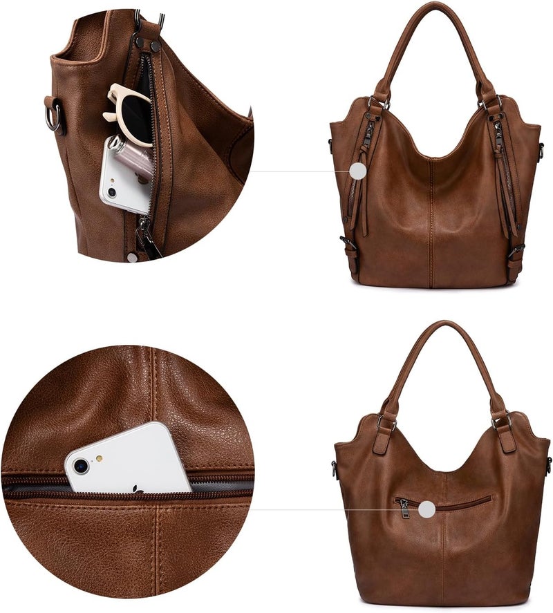 Realer Tote Bag for Women PU Leather Shoulder Bags Fashion Hobo Bags Large Purse and Handbags with Adjustable Shoulder Strap - Image 3